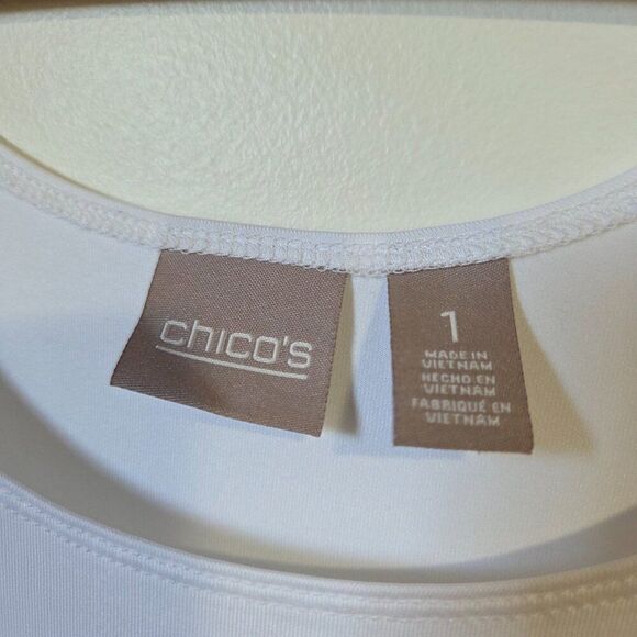 EUC CHICO'S WHITE SCOOP NECK TANK TOP SIZE 1 / WOMENS MEDIUM - Picture 11 of 15